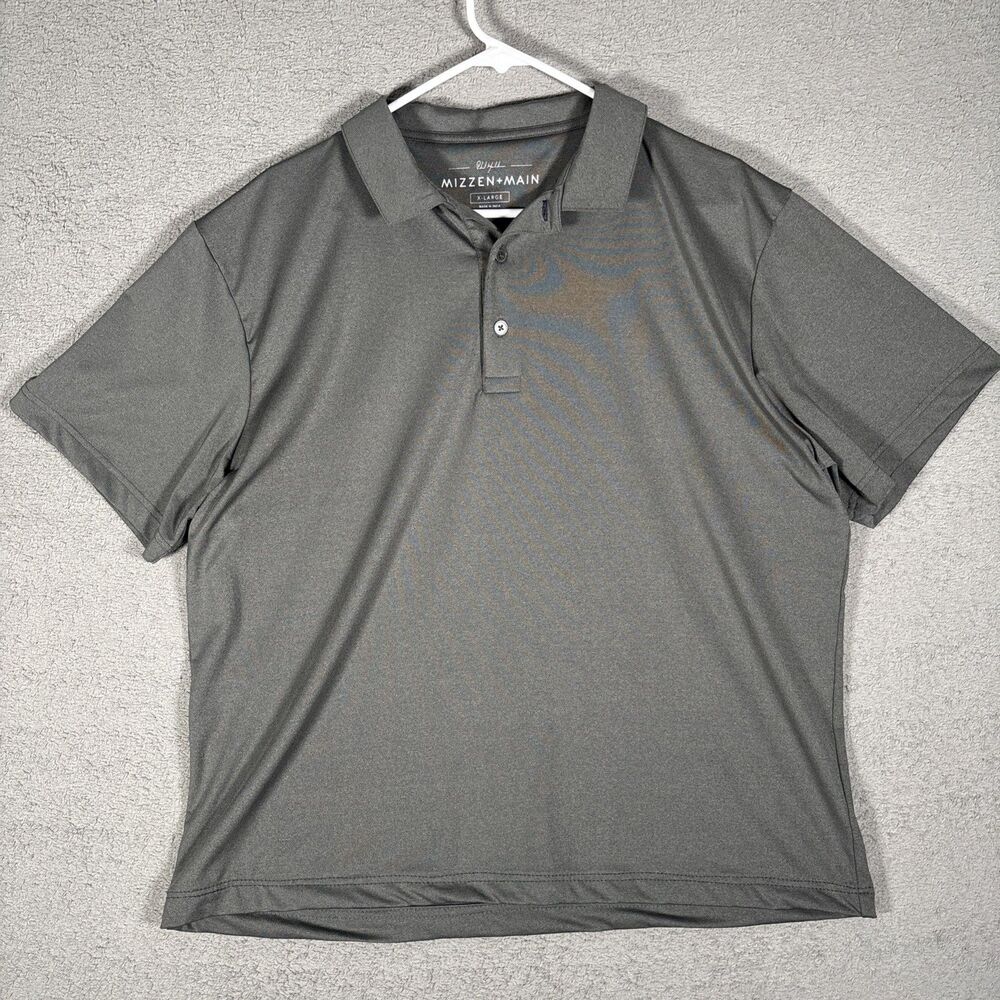 Mizzen + Main Polo Shirt Men's Size XL Heather Grey Golf Polo Athleisure